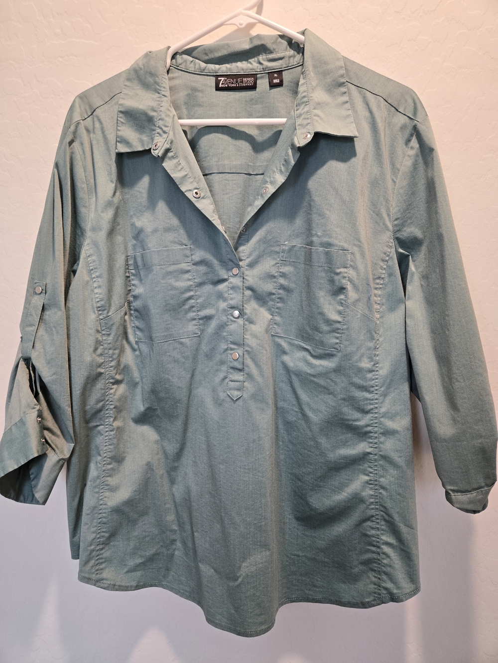 New York & Company Sage Button-Front Shirt